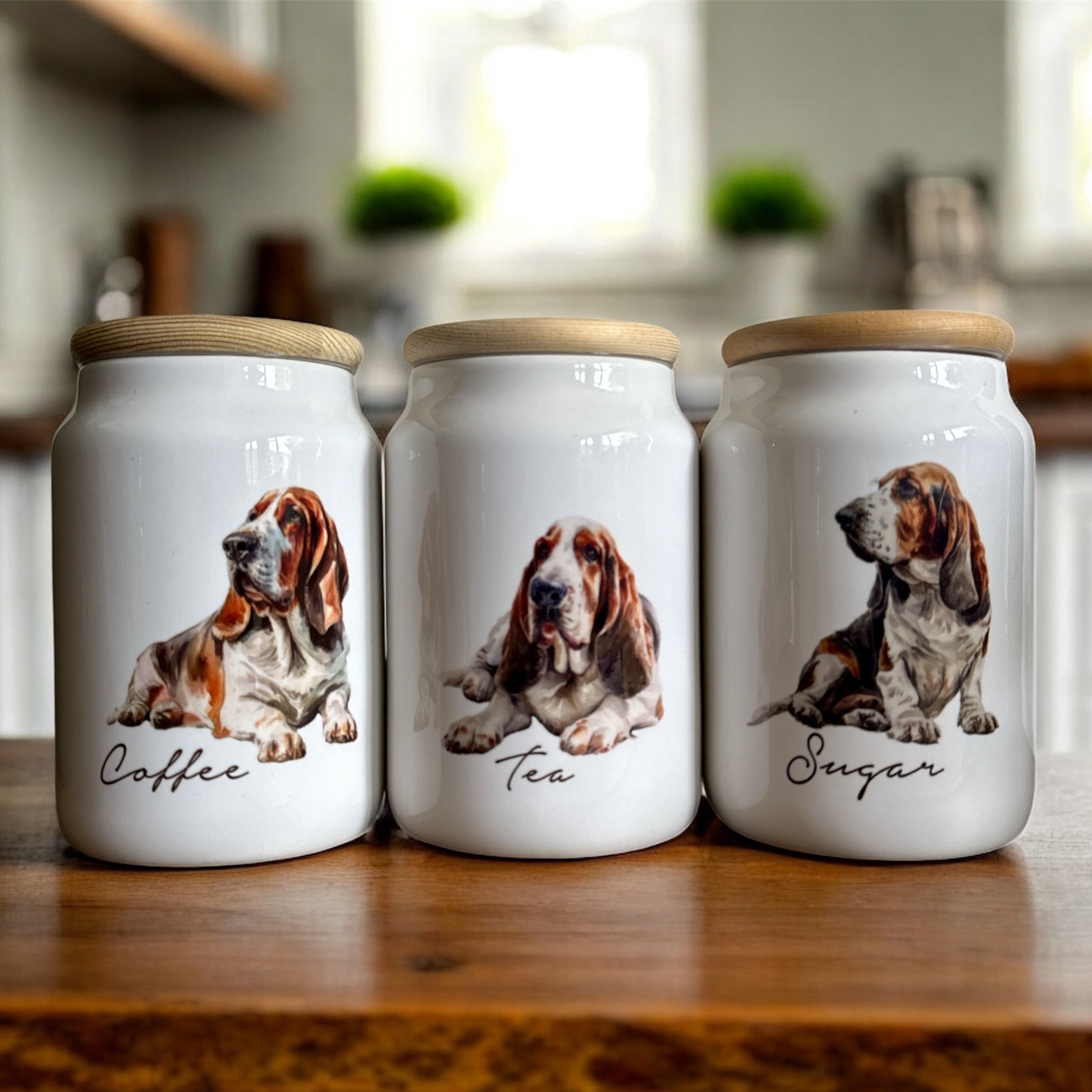 Basset Hound Themed Storage Jars