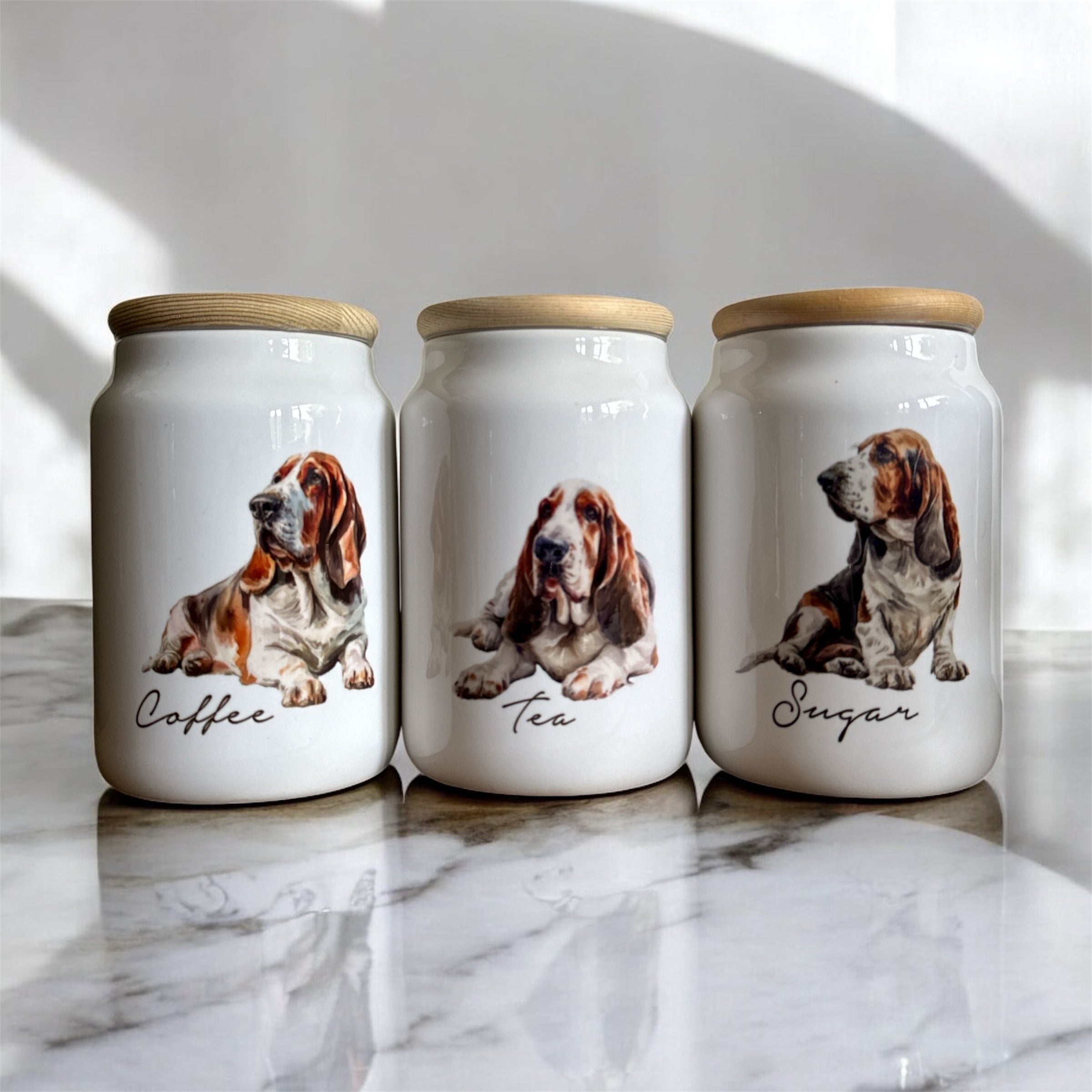 Basset Hound Themed Storage Jars