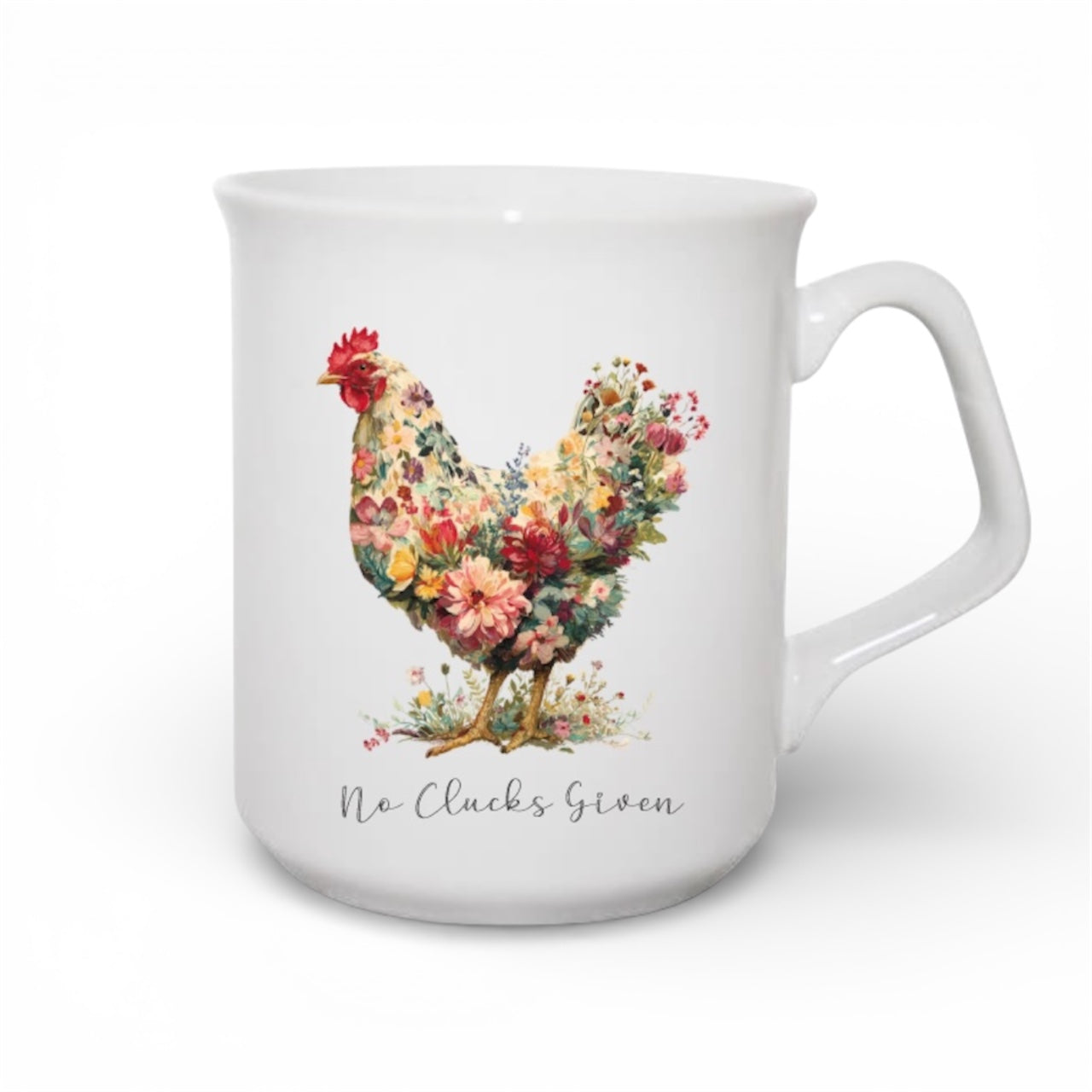 Humorous Floral Chicken Mug