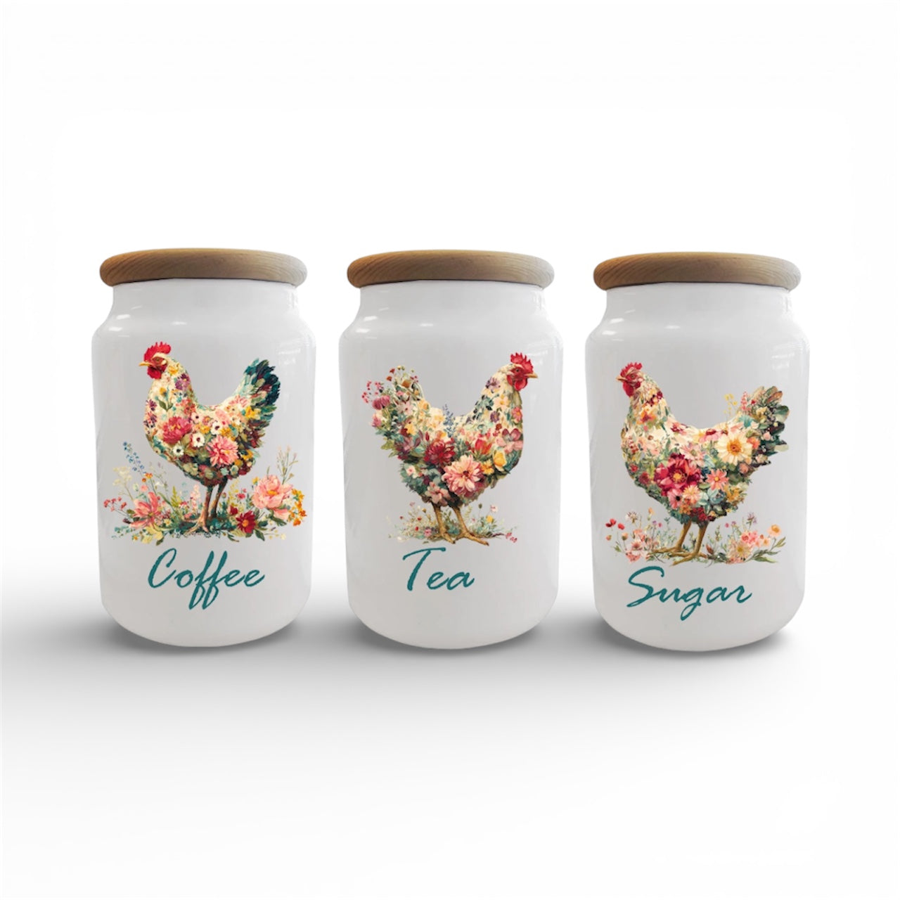 Floral Chicken Themed Jars