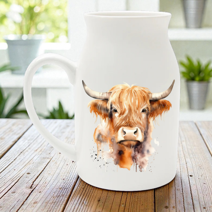Highland Cow Milk Jug/ Vase