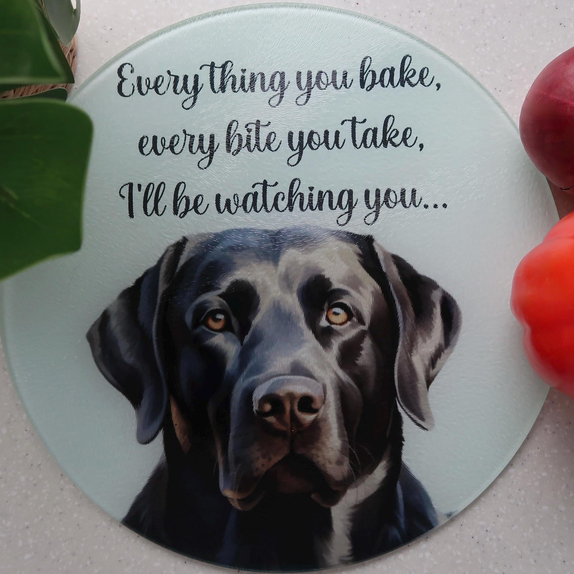 Black Labrador Glass Chopping Board